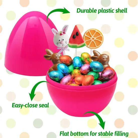 36 PCS 3.55&rdquo; Plastic Easter Eggs Fillable Plastic Easter Eggs Bulk Colorful Bright Easter Eggs Empty Perfect for Easter Egg Hunt, Easter Basket Stuffers {3}