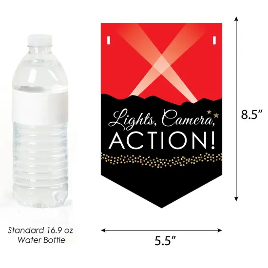 Big Dot of Happiness Red Carpet - Movie Night Party Bunting Banner - Party Decorations - Lights, Camera, Action {3}