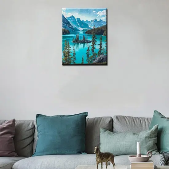 The Rocky Mountains Painting Paint by Number Kits 16 x 20 inch Jasper National Park Canvas DIY Colorado River Oil Painting for Kids Adults Beginner with Brushes and Acrylic Art Gift(Without Frame) {2}