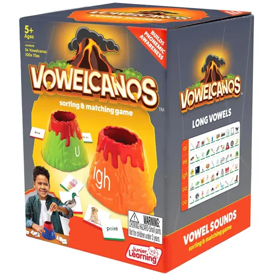 Junior Learning: Vowelcanos - Sorting & Matching Game, Learn Short & Long Vowels, Builds Phonemic Awareness, Reading Development, Kids Ages 5+ {6}