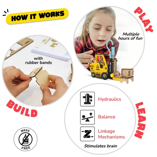Smartivity: Hydraulic Forklift - DIY STEM Science, Wooden Building Set, Realistic Toy Car, Construction, Build-Play-Learn, All-In-1 Craft Kit, Kids 6+ {4}