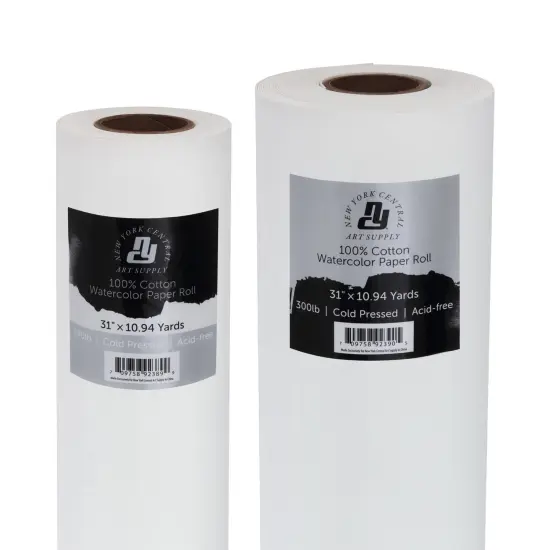 New York Central Large Watercolor Paper Roll for Artists - Cold Press - 31" x 10.94 yd - 100% Cotton Bright White Acid-Free Archival Roll of Cold Pressed Watercolor Paper {2}