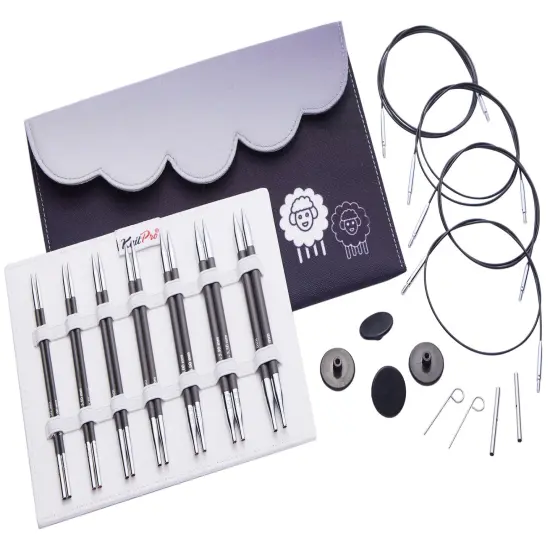 KnitPro-Karbonz MIDI Interchangeable Knitting Needle Set 5"-Set Of Seven {1}