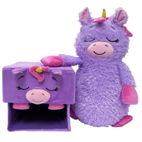 Happy Nappers: Adorable Storables - Unicorn - Purple & Pink - 8&rdquo; Character Box & Surprise 8&rdquo; Plush Toy w/ Weighted Paws, Square Storage Bin, Kids 1+ {7}
