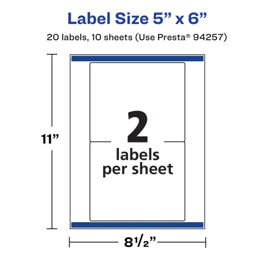 Avery Durable Waterproof Rectangle Labels with Sure Feed, 5" x 6" {5}