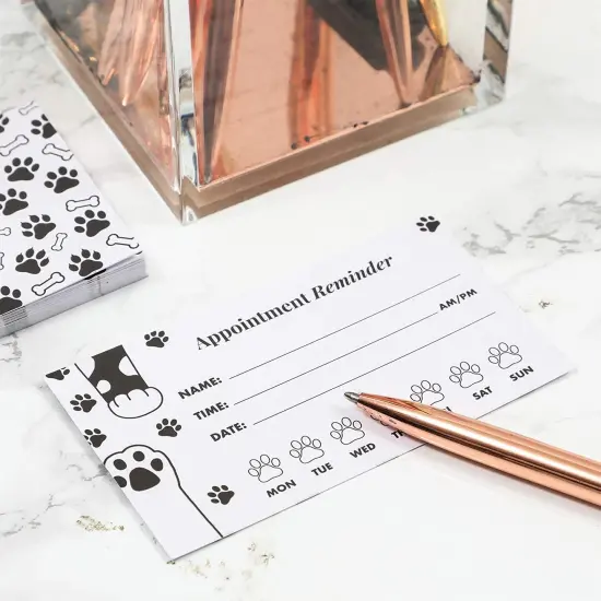 Paw Print Appointment Reminder Cards, Vet Office Supplies (3.5 x 2 In, 200 Pack) Pink {3}