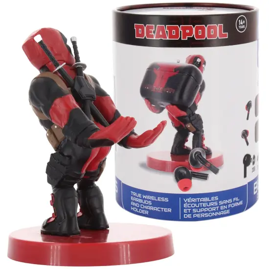 Exquisite Gaming: Buds Pro & Holdems Bundle - Deadpool - Wireless Bluetooth Earbuds & Case, Character Device Holder/Figure, Licensed Marvel Set {3}
