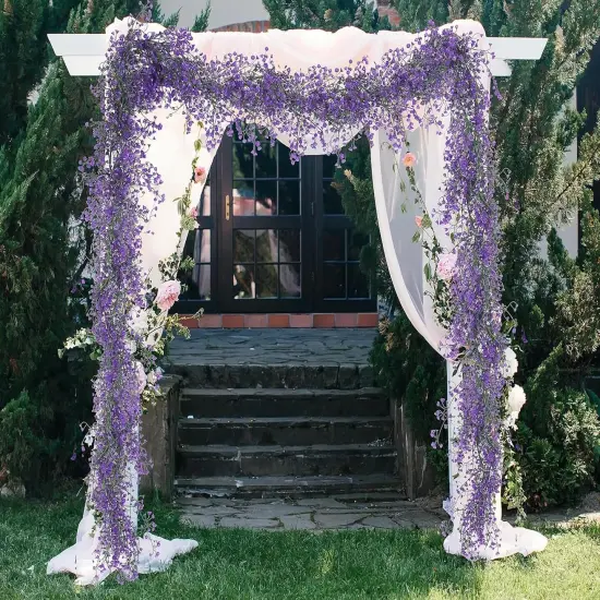 Artificial Hanging Plant 2Pcs 5.6Ft Fake Garland Plant Greenery Faux Ferns Leaves Ivy Garland for Home Indoor Outdoor Wedding Farmhouse Mantle Table Centerpiece Party Garden Decor(Purple) {5}