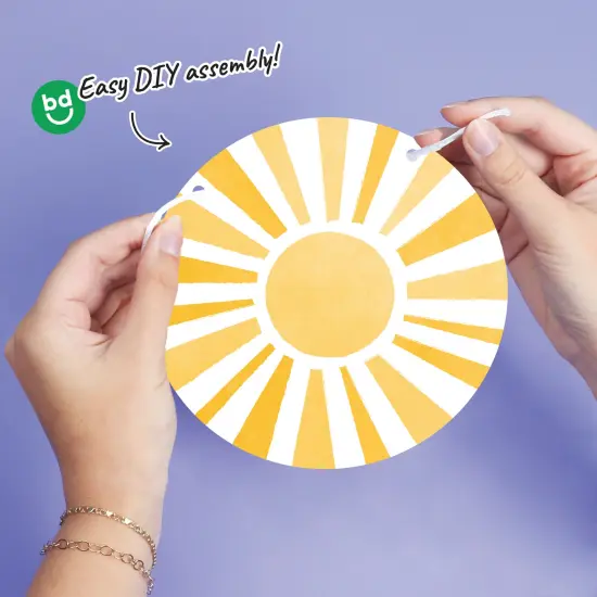 Big Dot of Happiness Retro Sunshine Garland Banner, Here Comes The Son Baby Shower Decorations Backdrop, 15 Feet of Cord, 15 Paper Sunburst Shapes {5}