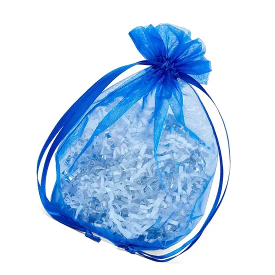 Wide Round Flat Bottom Organza Bags 6 1/2 '' X 4 '' X 7 '' for Decorative Favors Royal Blue {3}