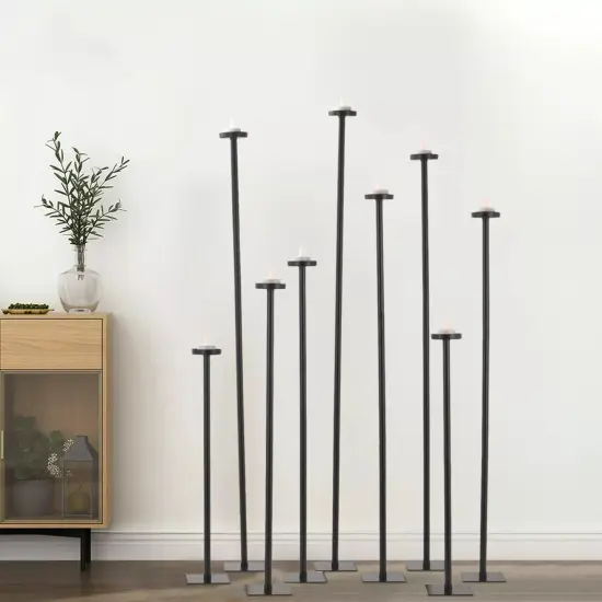 9Pcs Tall Candle Holder Black Floor Standing Candlestic Decorative Candelabra {2}