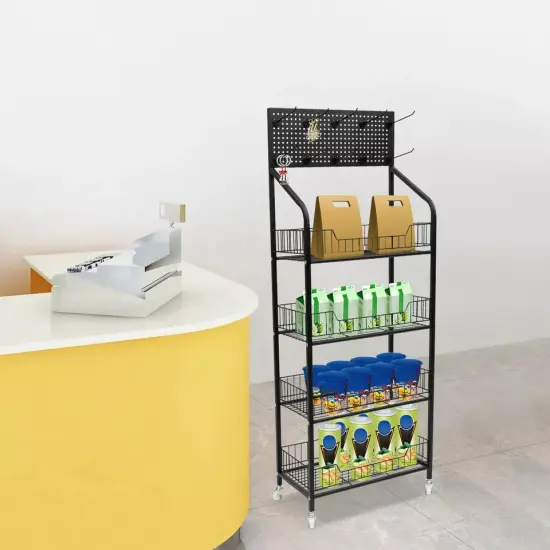 50*27*140cm4Tier Mobile Retail Snack Storage Organizer Display Rack Basket Stand {2}