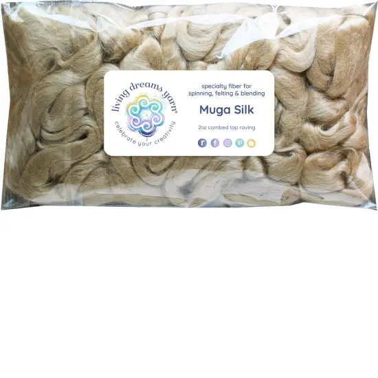2oz Muga Silk Fiber: Premium Grade Natural Gold Undyed Combed Top Roving for Spinning, Blending, Felting, Dyeing, Weaving, Paper Making. {2}