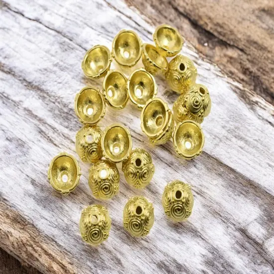 *100* 8mm Bight Gold Bead Caps {1}