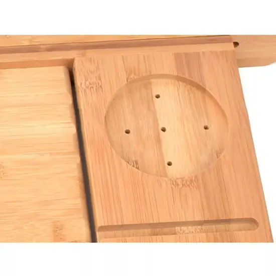 Bathtub Caddy Tray Bamboo Bath Tray Table Rack Tablet Phone Books Holder Shelf {3}