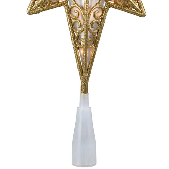 Northlight Lighted Frosted Clear and Gold Scroll Star of Bethlehem Christmas Tree Topper - 11" - Clear Lights {7}