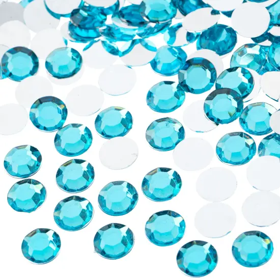 John Bead 10mm (SS45) Round Acrylic Flat Back Rhinestones, 500pcs Aqua {1}