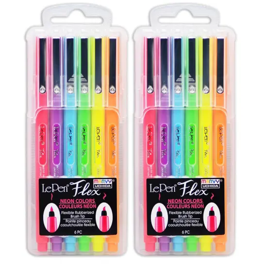 LePen&reg; Flex, 6 Neon Colors Per Pack, 2 Packs {1}