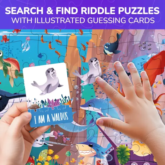 70 Pcs Search and Find Riddle Puzzles with Cards for Kids | Ocean {3}