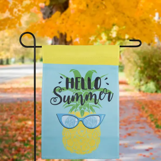 Northlight Hello Summer Pineapple Outdoor Garden Flag - 12.5" x 18" Blue {1}