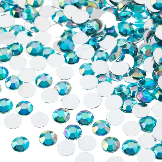 John Bead 6mm (SS28) Round Acrylic Flat Back Rhinestones, 1000pcs Aqua AB {1}