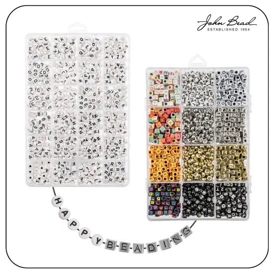 John Bead Assorted Plastic Alphabet Jewelry Making Beads Box Square Alphabet {5}