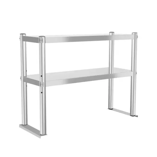 12" x 30" Stainless Steel Commercial Kitchen Prep Table with Double Overshelf {1}