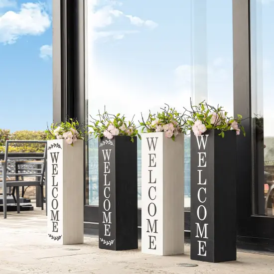 Set of 2 30"H Double Sided Solid Wood Boxed "WELCOME" Porch Signs {1}