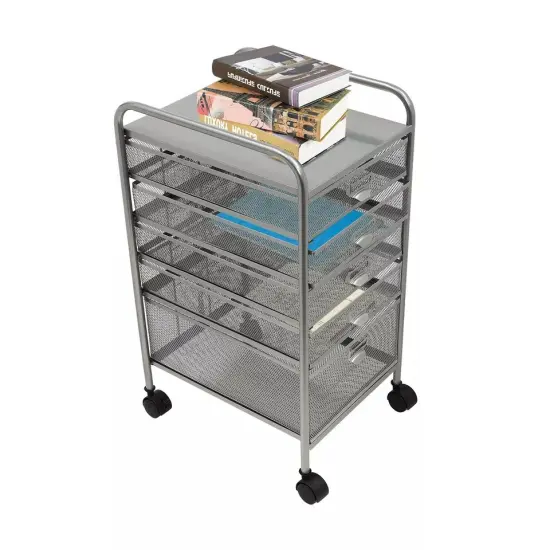 New 5 Drawer Rolling Storage Cart Organizer File Cabinets with Universal Wheels {1}