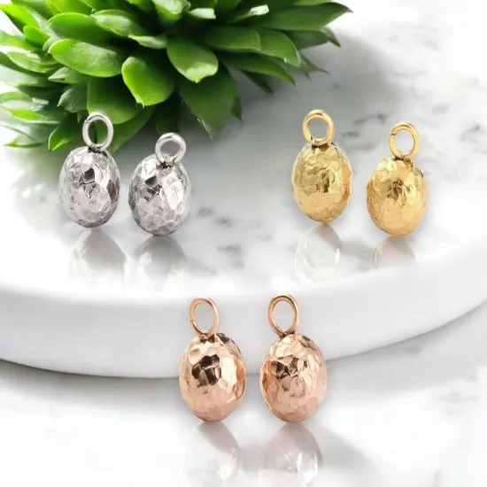 *25* 6mm Plated 304 Stainless Steel Hammered Ball Charms - Choose Your Color Rose Gold (1317) {1}