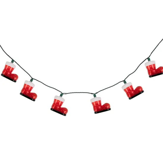 Northlight Santa's Boots Christmas Light Set - Clear - 7.5' Green Wire - 10ct Red {7}