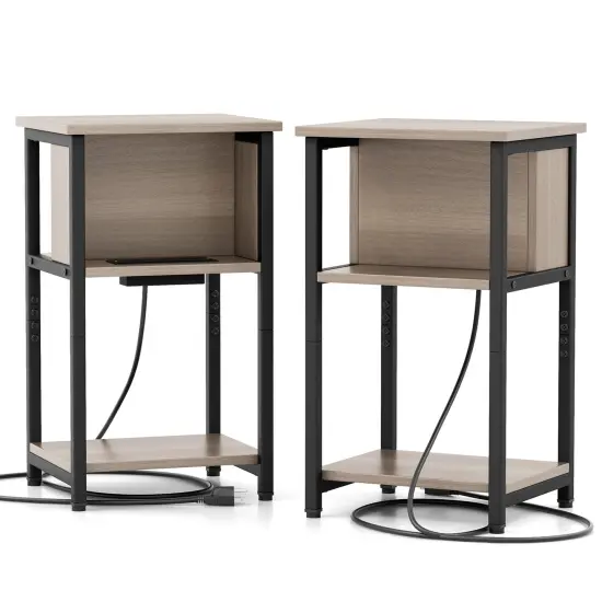 3-Tier End Table with USB Ports & Power Outlets {2}