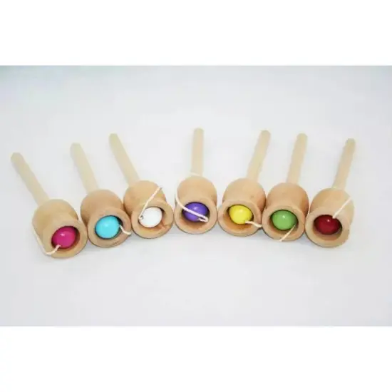 Kitcheniva Plop In The Top A Classic Ball And Cup Old Time Wooden Kids Toy Party Favors Blue {3}