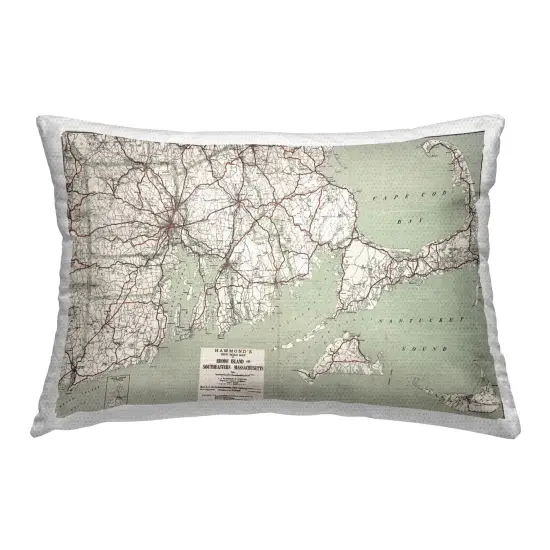 Cape Cod & RI Map Outdoor Printed Pillow Design by Graffitee Studios, 14 x 7 x 20 {1}