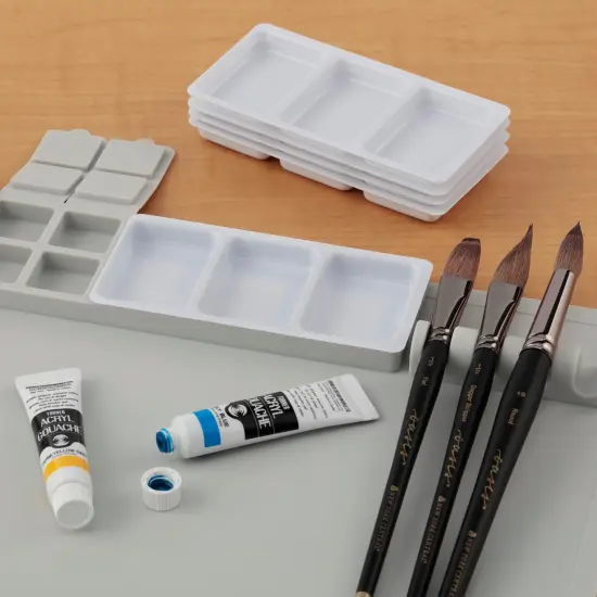 Creative Mark AquaMat 3-Well Palette Insert 5 Pack - Plastic Paint Palette for Artists, Watercolor Tray with 3 Mixing Wells, Easy to Clean, Reusable Paint Mixing Palette for AquaMat Silicone Mat {4}