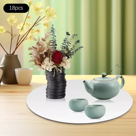 6" 18Pcs Tabletop Round Trays Acrylic Plate Candle Plate Circle Mirror Wedding {4}