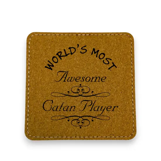 Coaster - Worlds most awesome Catan player - SET OF 2 - Leather or Stitched Cork Stitched Cork/Black {1}