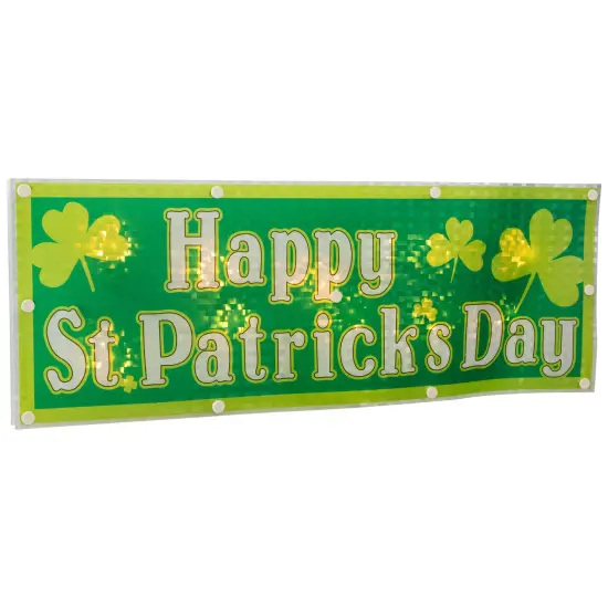 Northlight Lighted Holographic Happy St. Patrick's Day Window Decoration - 17" Green {6}
