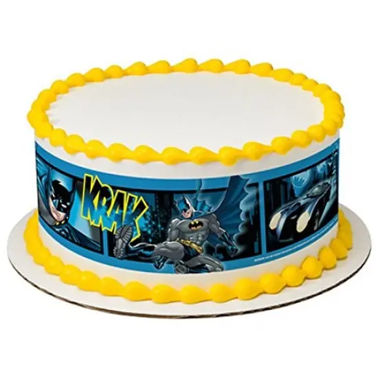Whimsical Practiality Licensed Batman Birthday - Designer Strips - Edible Cake Side Toppers - D7443 {1}