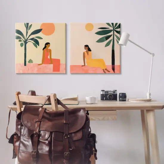 Stupell Industries Female Figure Resting Outdoors 2 pc Canvas Wall Art Set Design by Lazar Studio {2}