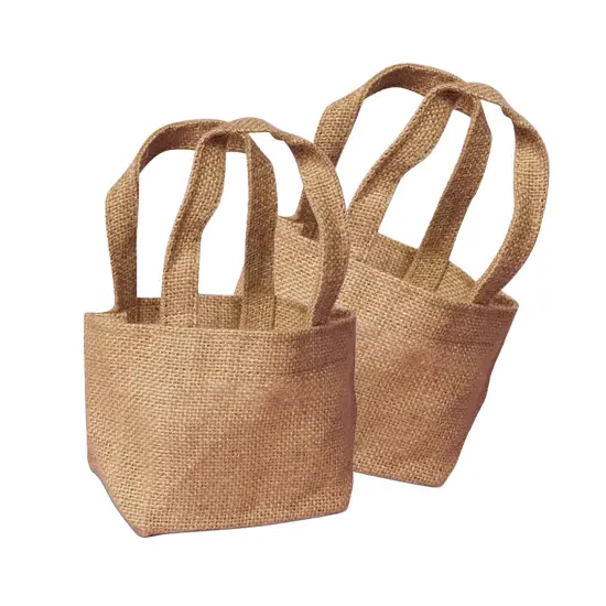 Natural Jute Handle Bag 4" x 4" x 4" Compact {3}