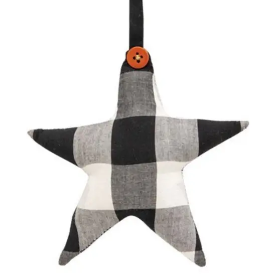 Black & White Buffalo Check Star Ornament {1}