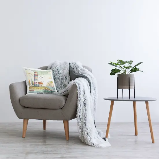 Lighthouse Cottage Scenery Decorative Printed Throw Pillow Design by LSR Design Studio, 18 x 7 x 18 {2}