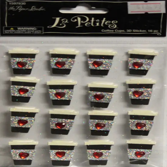La Petites Valentine's Day Coffee Cups 3D Dimensional Stickers {1}
