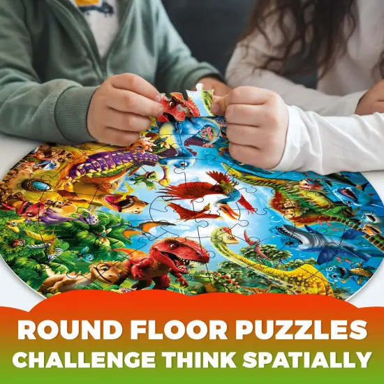 48 Pcs Round Giant Puzzles for Kids Ages 4-6 | Dino {5}