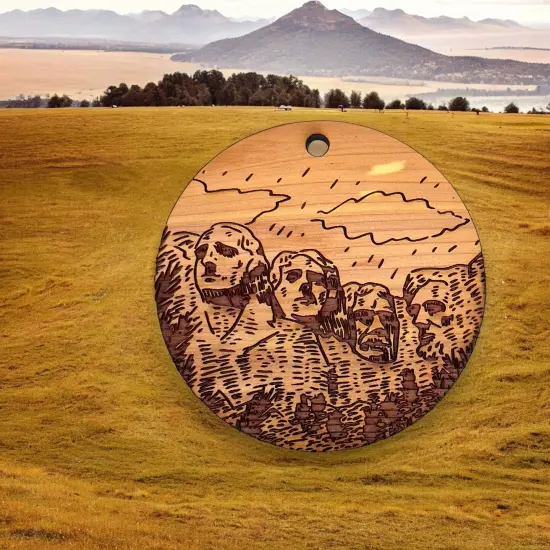 Mount Rushmore 2nd Edition - Round Cedar Ornament {2}