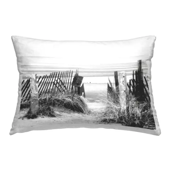 Beach Fence with Reeds Design by GraffiTee Studios Throw Pillow  {1}