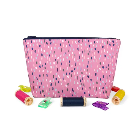 Crosscut Sewing Co.&reg; Zipper Pouch Sewing Project Kit for Beginners with Fabric, Instructions and Video Pink rain {4}