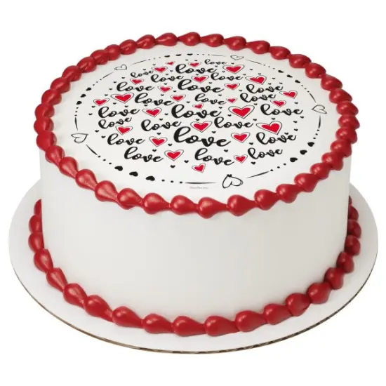 Love Edible Cake Topper Image 7.5 Round {1}