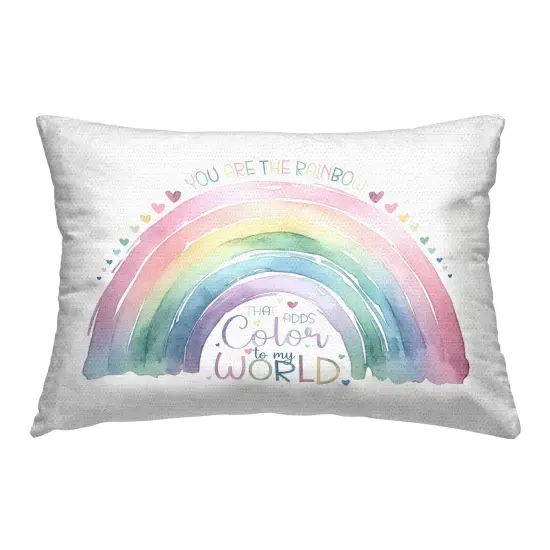 Inspirational Pastel Rainbow Design by Amanda Greenwood Outdoor Printed Pillow  {1}